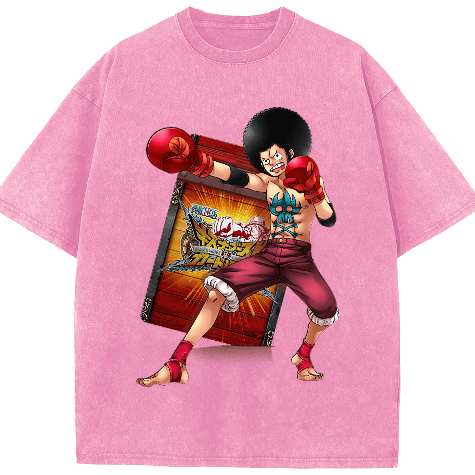 ワンピース モンキー・D・ルフィ ONE PIECE Monkey D. Luffy 綿100% ヴィンテージ風 半袖Tシャツ（フロントプリント）